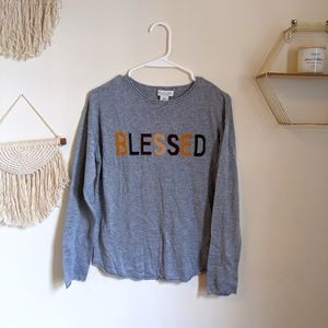 Rachel Zoe gray knit multicolor blessed long sleeve